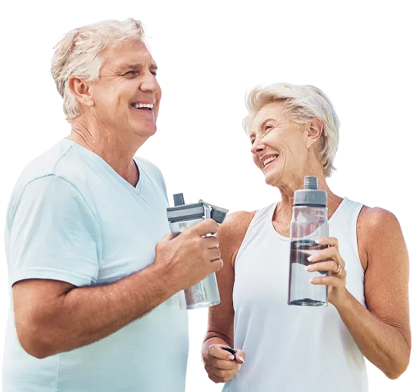 Couple Drinking Water Bottles